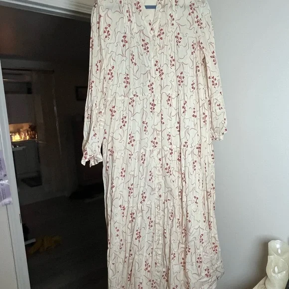 Per Una Cream and Red Long Sleeve Dress - Picture 5 of 6